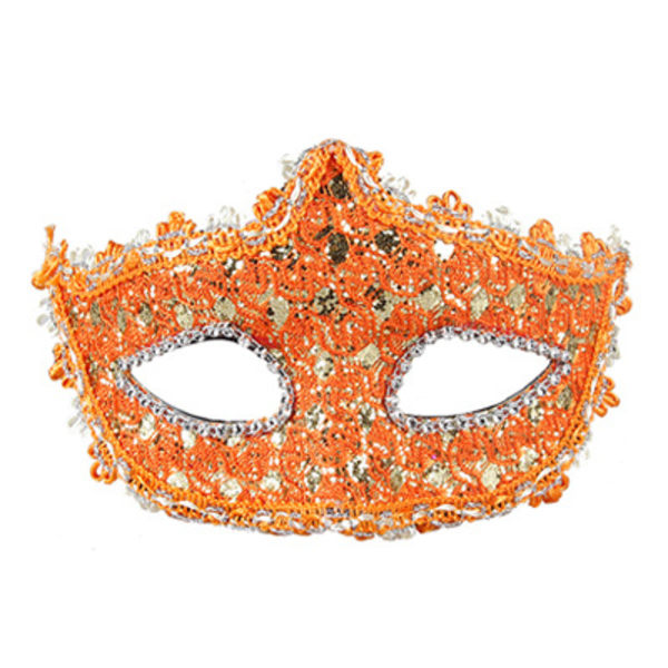 Spetsläder strass patchmask, halvansikte dam karnevalsmask, venetiansk maskerad prestationsmask orange