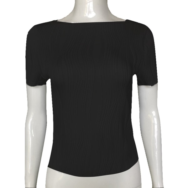 Upptäck ny höst OL temperament collage tröja långärmad rund halsad slim-fit dam T-shirt black short sleeves L