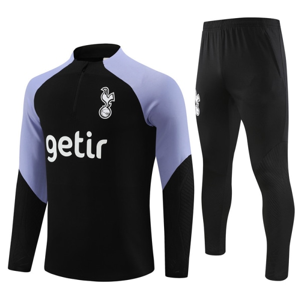 Ny Tottenham svart tröja höst och vinter fotboll halvdrag träningsdräkt XL