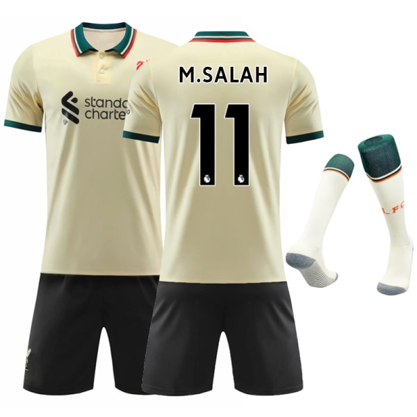 21-22 ny Liverpool borta fotbollströja nr 11 Salah tröja vuxna barn förälder-barn sportdräkt NO.11 M.SALAH 26