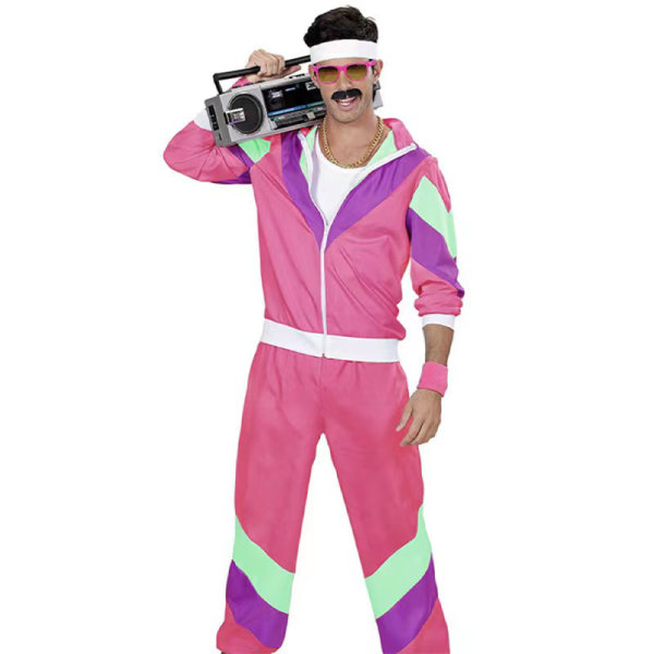 Halloween kläder cos 80-talet retro disco kostym sportkläder anime scen karneval kostymer Men's red M