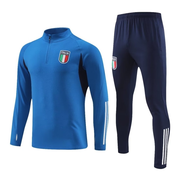 Långärmad fotbollströja herr Italiensk färgglad blå fotbollsträningskläder Italian blue L