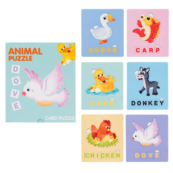 Djurmatchande pussel Baby Bild Språk Kognition Barn Kort Parningsspel Montessori Lärande Pedagogisk leksak Barn Present animal puzzle