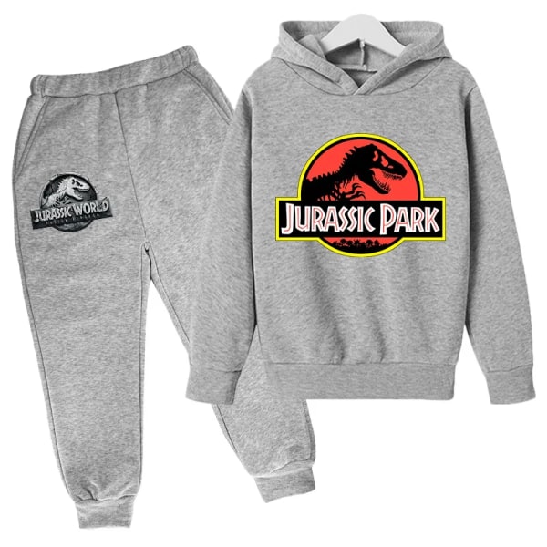 Jurassic Park Dinosaurier Barnkläder Huvtröjor + Set Pojkar Flickor Semesterpresent Sweatshirt Vår Höst Kappa Sportdräkt Orange 130cm