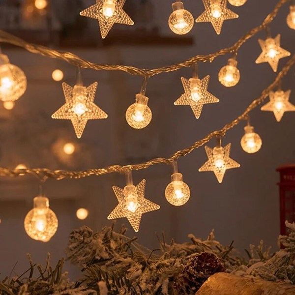 Snowflake LED String Lights God Jul Hemdekorationer 2023 Julgransprydnader Julklappar Nytt År 2024 8 1.5M 10LED