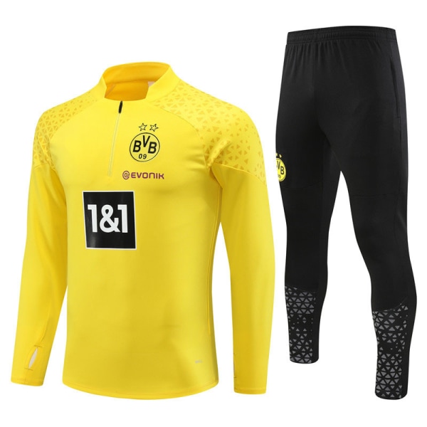 Ny Dortmund gul tröja höst och vinter fotboll halvdrag träningsdräkt M