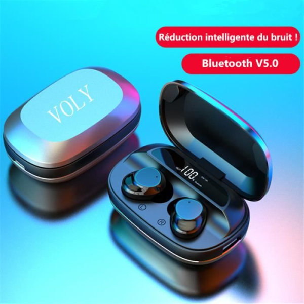 Bluetooth 5.0 trådlösa sporthörlurar 2000mAh Laddningsfodral 120H batteritid Stereo IPX6 Vattentät med mikrofon，Power Bank