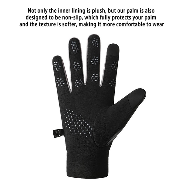 1 par vinterhandskar varma handskar Vattentäta halkfria handskar Black