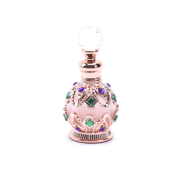 1X vintage metall parfymflaska arabisk stil behållare Rose Gold 15ml