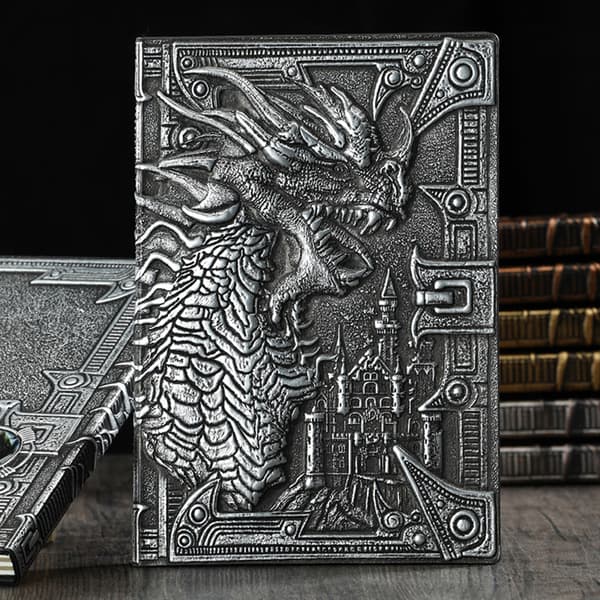 3D Dragon A5 Notebook Retro Pu-präglat anteckningsblock Bronze