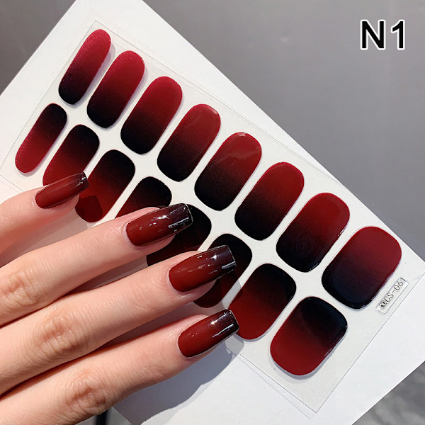 1 Ark Gel Nagel Wraps Polish Strips Semi Härdad Gel Nagel Sticker N1