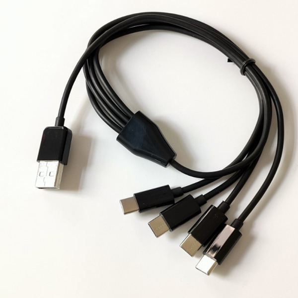 USB C Lång laddarkabel Flerportar Laddningskabel Black