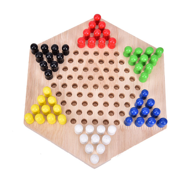 1st Hexagon Wooden Checkers Family Game Set burlywood
