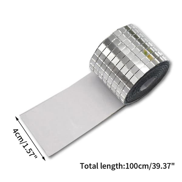 Mirror Mosaic Tiles Stickers DIY självhäftande Silver 4*100cm