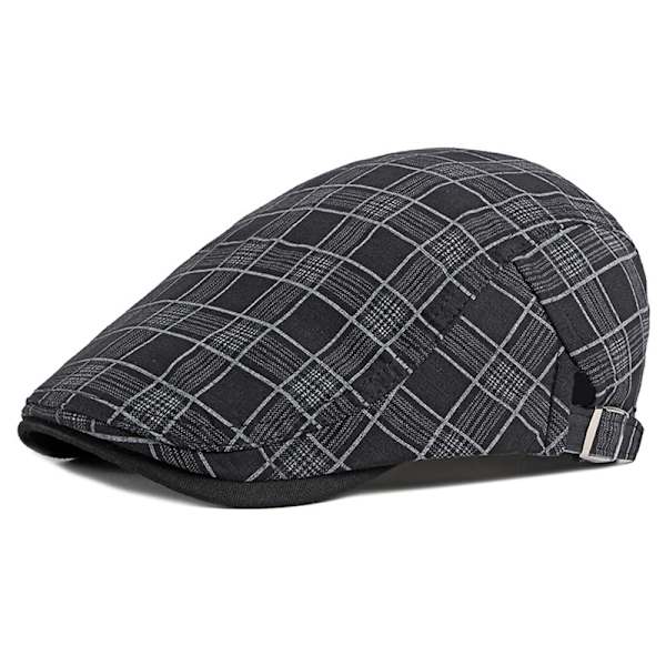 Randig Lattice Basker Hat Pläd Visir Duckbill Flat Cap Wine red