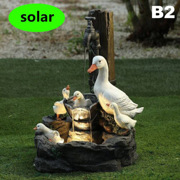 Duck Squirrel Solar Power Resin Patio Fountain Trädgårdsdekor solar squirrel