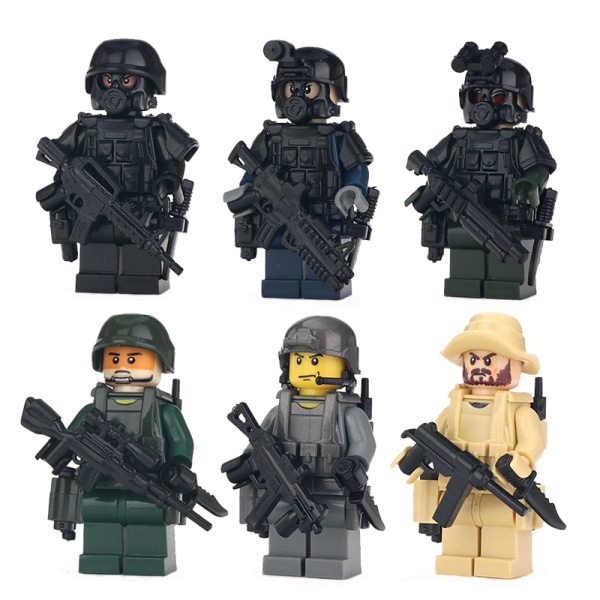 City Mini Militära Vapen Figurer Byggsten Minileksaker beige