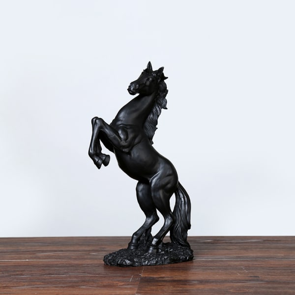 Resin Staty Gyllene Vit Svart Häst Figur Ornament Figuriner Black