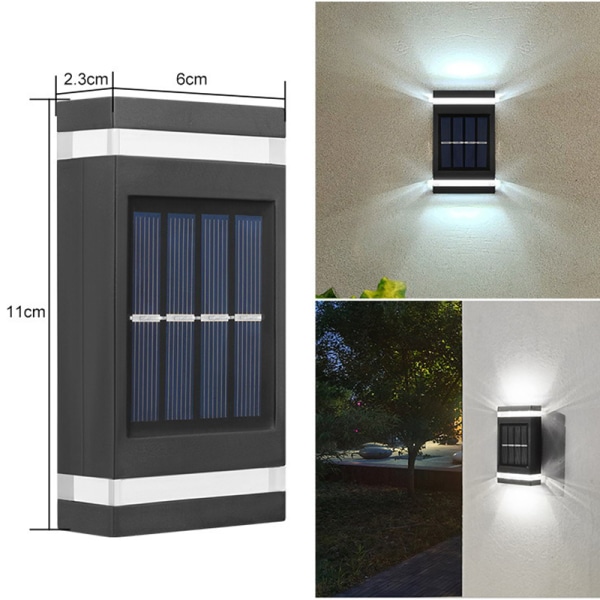 1 st Solar Lights LED vattentät innergård vägglampa White light