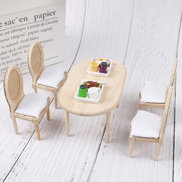 Dockskåp Miniatyr Matbordsstol Set Möbelleksak
