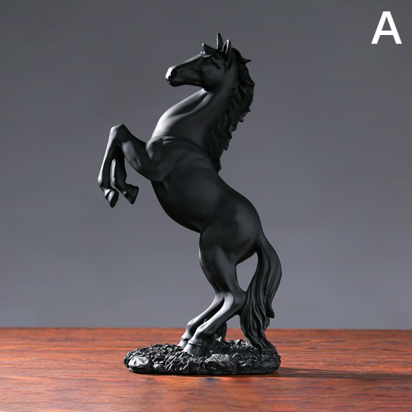 Resin Staty Gyllene Vit Svart Häst Figur Ornament Figuriner Black
