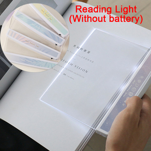 Bärbar LED Read Panel Light Book Reading Lamp Transparent