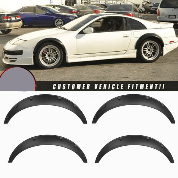 4PCS Universal bilhjulsskärmar, flexibla men ändå hållbara Black