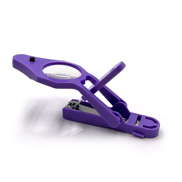 Nagelklippare med LED-förstoringsglas Anti-stänk Purple