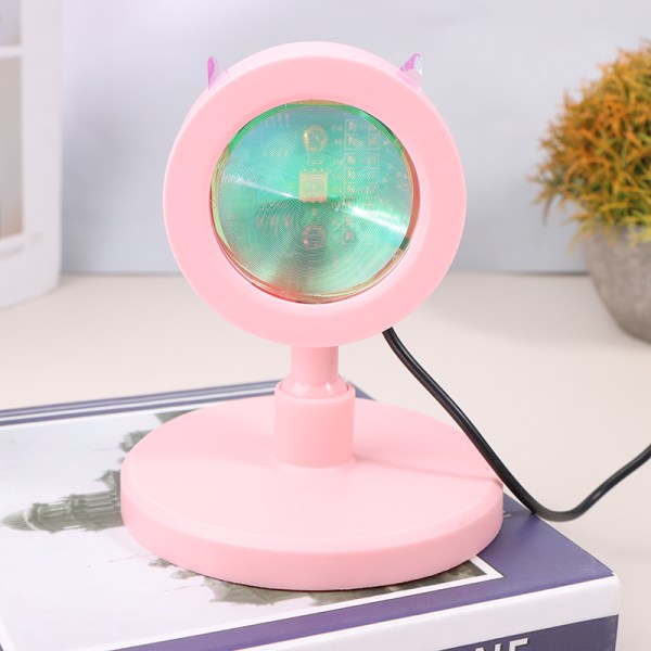 Mini USB Solnedgångslampa Ledprojektor Nattljus 16 färger Pink