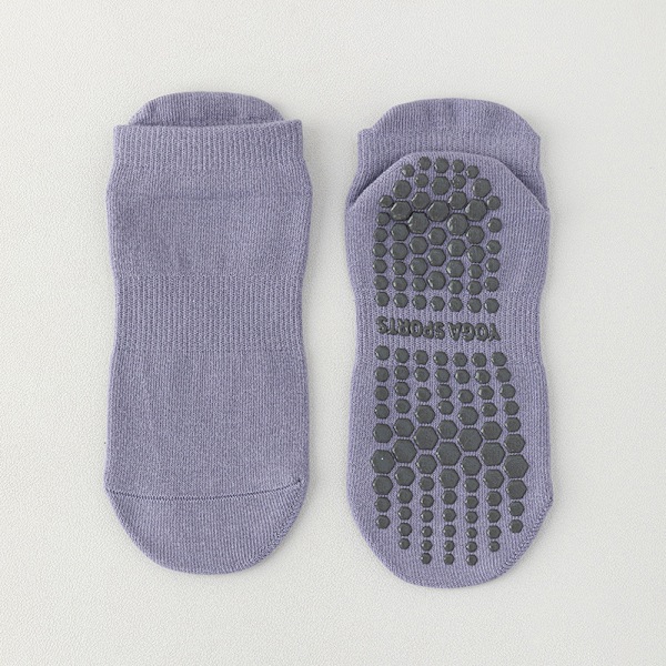 1Par Dam Anti-Slip Sock Yoga Sock Bomull Elasticitetsstrumpor Purple