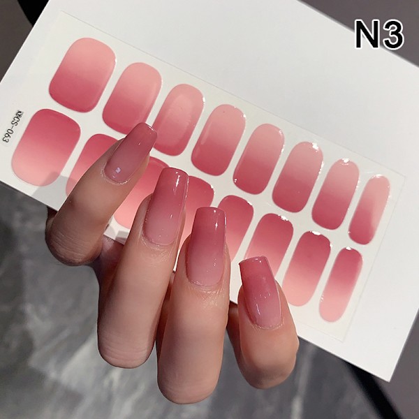 1 Ark Gel Nagel Wraps Polish Strips Semi Härdad Gel Nagel Sticker N3