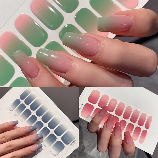 1 Ark Gel Nagel Wraps Polish Strips Semi Härdad Gel Nagel Sticker N4