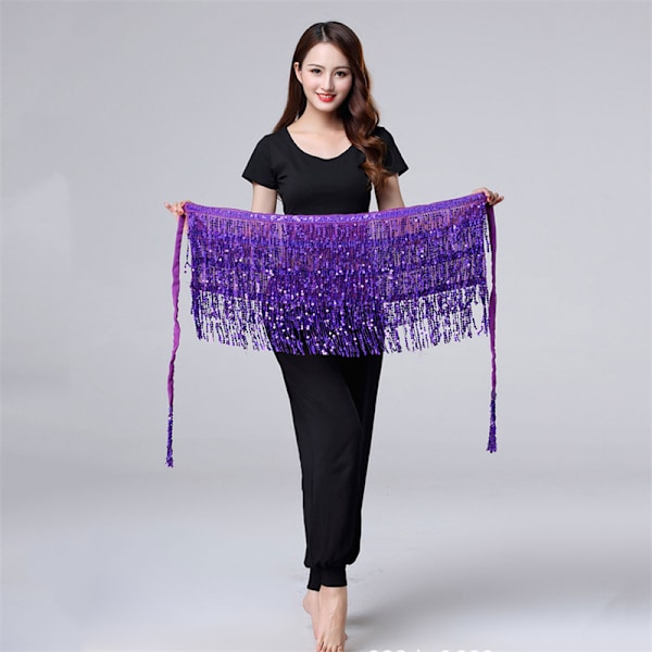 Dans Hip Kjol Paljetter Fringe Kjol Tofs Hip Scarf Golden
