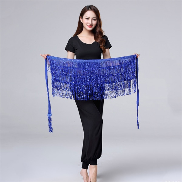 Dans Hip Kjol Paljetter Fringe Kjol Tofs Hip Scarf Navy Blue