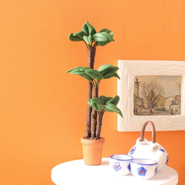 1:12 Dollhouse Miniatyr Potted Fortune Tree Pot Bonsai