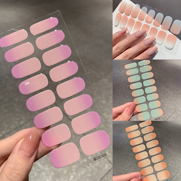 1 Ark Gel Nagel Wraps Polish Strips Semi Härdad Gel Nagel Sticker N4