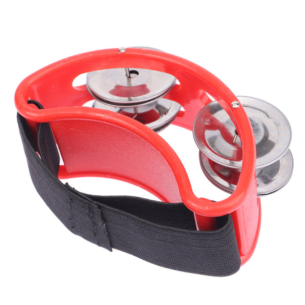 Trumma Ackompanjemang Fot Jingle Drum Rattle Tambourine Red