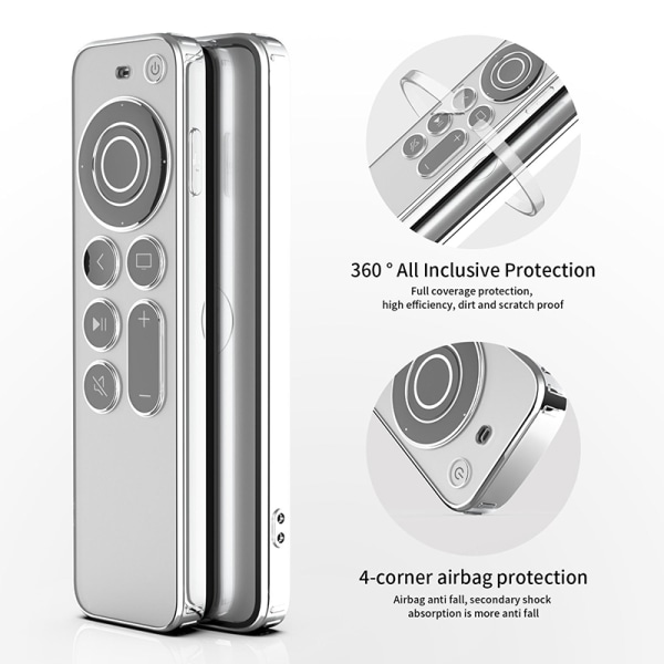 Förhindra repor Fjärrkontroll Transparent case Silver Siri Remote