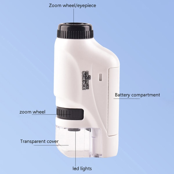 Handheld Microscope Kit Lab LED Light 60X-120X Mikroskop Blue