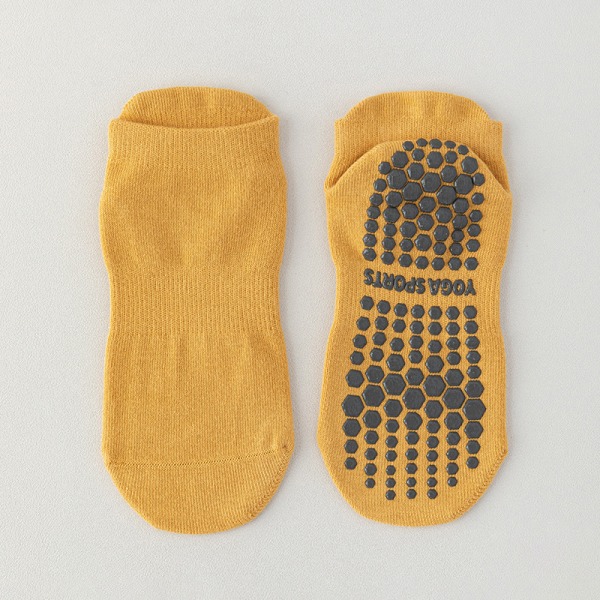 1Par Dam Anti-Slip Sock Yoga Sock Bomull Elasticitetsstrumpor Yellow