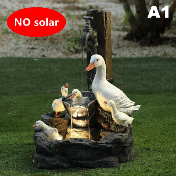 Duck Squirrel Solar Power Resin Patio Fountain Trädgårdsdekor solar squirrel