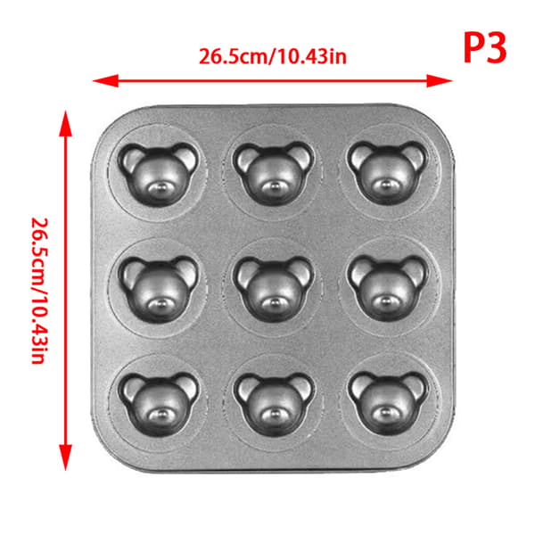 Bear Baking Form Pan Non-Stick Carbon Steel DIY Cake Form Tool A 9 Hole