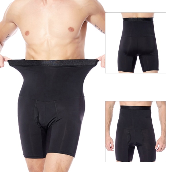 Mäns hög midja smala mage Contour Shaper gördel byxor Black 3XL