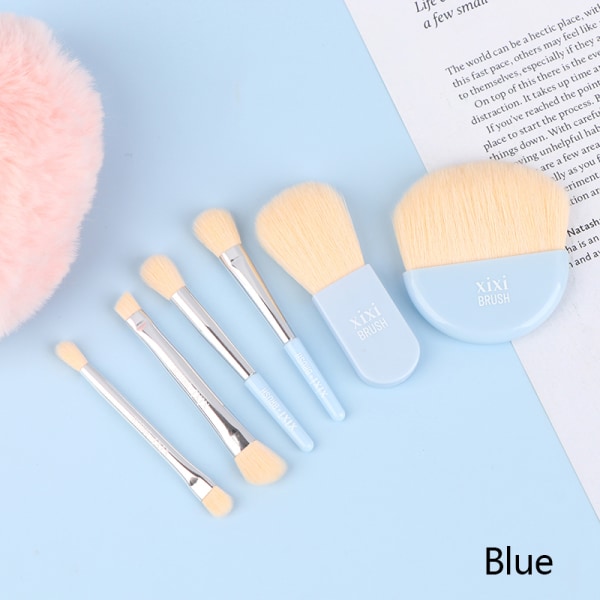 6st Mini Travel Kvinnor Makeup Borstar Set Blue