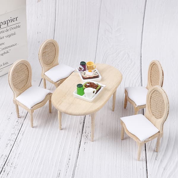 Dockskåp Miniatyr Matbordsstol Set Möbelleksak