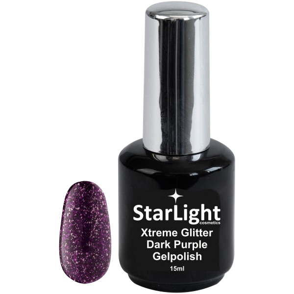 Gelpolish Xtreme Glitter Dark Purple - 15 ml
