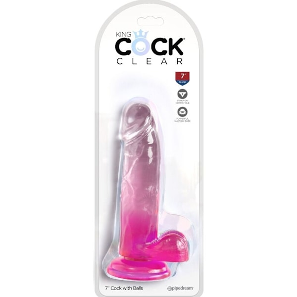 KING COCK CLEAR - REALISTISK PENIS MED BOLLAR 15,2 CM ROSA