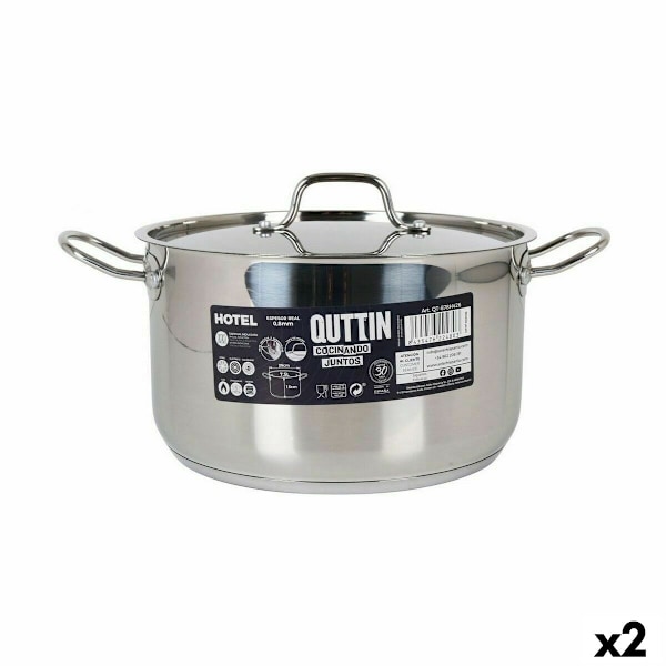 Gryta med lock Quttin Hotel Steel ø 26 x 15 cm (2 enheter)