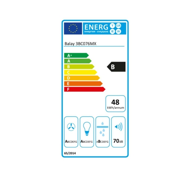 Konventionell köksfläkt Balay 3BC076MX 75 cm 590 m3/h 70 dB 220W Stål