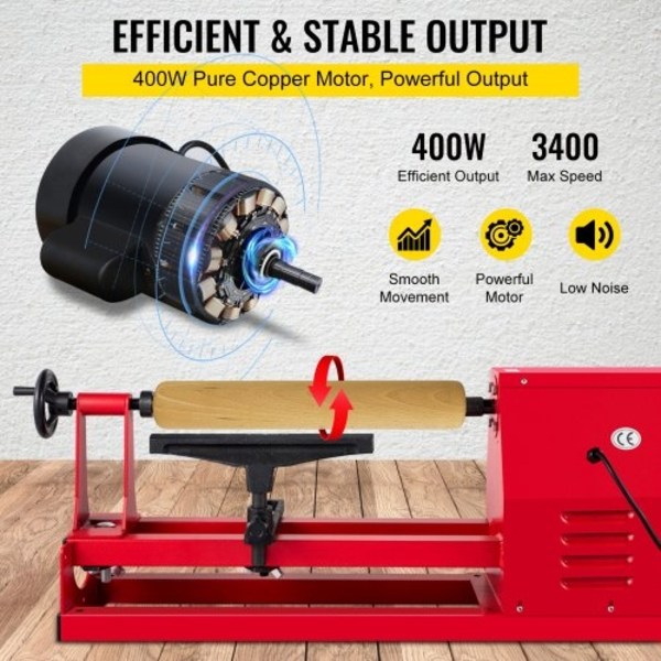 Träsvarv, träsvarvsvarv 14 tum x 20 tum, 4 hastigheter 1100/1600/2300/3400 rpm Liten träsvarv,